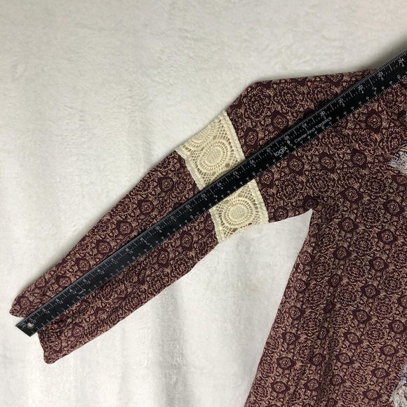 Charlotte Russe Shirt Womens Large Boho Floral Crochet Long Sleeve Top Blouse - Picture 10 of 10